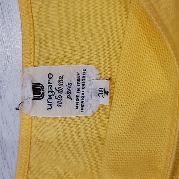 Ungaro Solo Donna Paris Yellow Italian Cotton t-shirt Size 4 - Picture 4 of 6